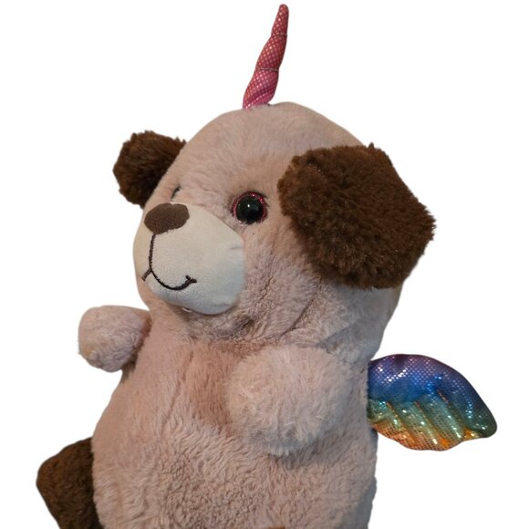 Unicorn KellyToy Puppy Dog Plush Stuffed Animal 11" Pink Blue Wings - Picture 4 of 10